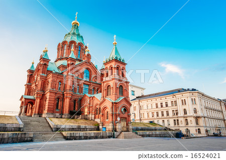 Uspenski Cathedral, Helsinki At Summer Sunny Day. Red Church In Uspenski Cathedral, Helsinki At Summer Sunny Day. Red Church In 16524021