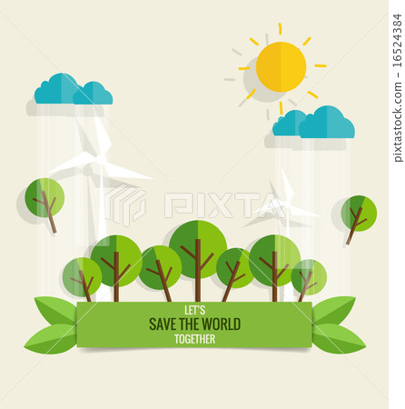 ECO FRIENDLY. Ecology concept with tree background. Vector illus 16524384