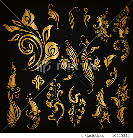 Vector set of floral elements - Stock Illustration [16525213] - PIXTA