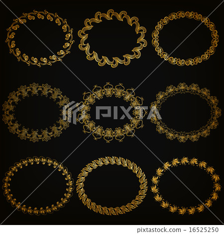 Vector set of gold decorative borders, frame 16525250