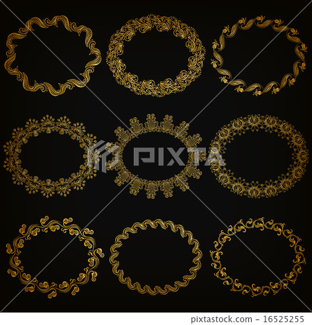 Vector set of gold decorative borders, frame 16525255