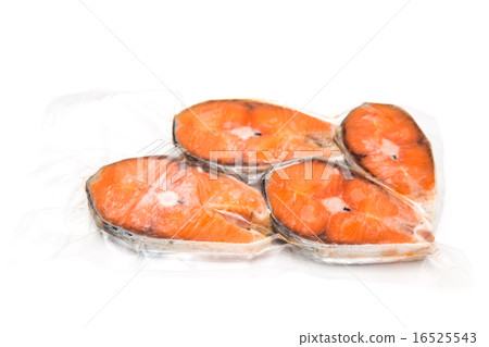 Frozen salmon fillets in a vacuum package Frozen salmon fillets in a vacuum package 16525543