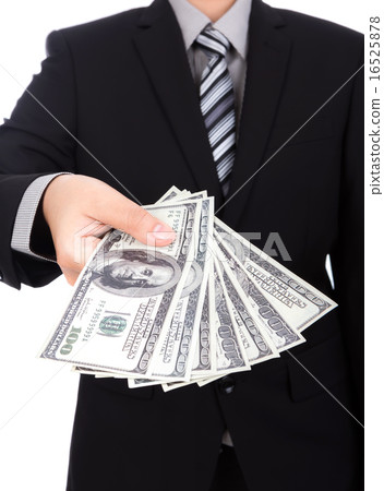 Business man Displaying a Spread of Dollar Business man Displaying a Spread of Dollar 16525878