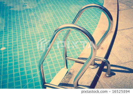 Swimming pool with stairs ( Filtered image processed vintage eff 16525894