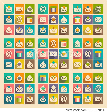 Flat with shadow concept and mobile application email icons Flat with shadow concept and mobile application email icons 16527091