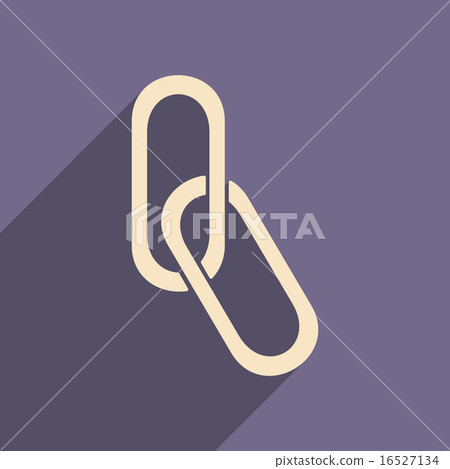 Flat with shadow icon and mobile applacation paper clip Flat with shadow icon and mobile applacation paper clip 16527134