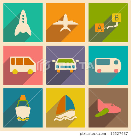 Flat with shadow concept and mobile application transports icons Flat with shadow concept and mobile application transports icons 16527487