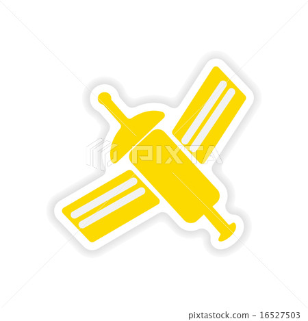 icon sticker realistic design on paper satellite  16527503