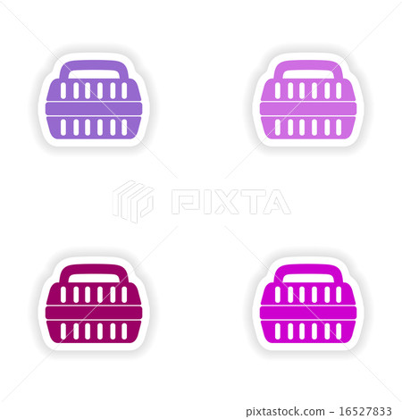 assembly realistic sticker design on paper container for transport of animals 16527833