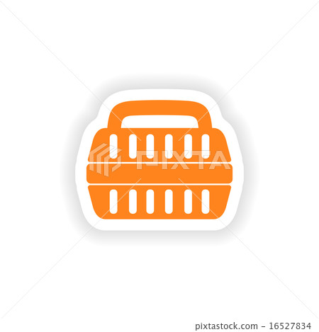 icon sticker realistic design on paper container for transport of animals 16527834