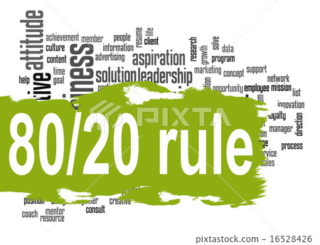 Rule 80 20 word cloud with green banner 16528426