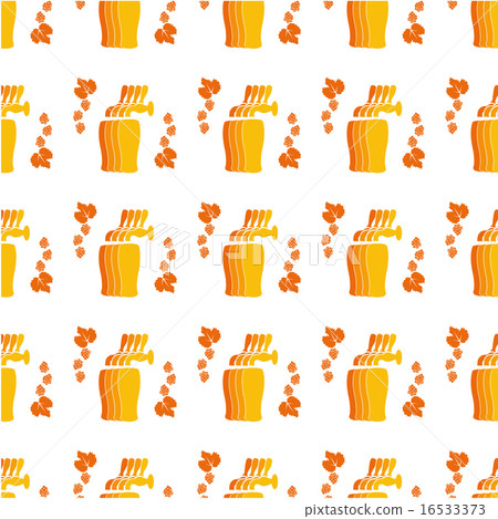 Vector pattern with beer faucets, glasses, hops 16533373