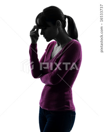 woman migraine headache portrait silhouette woman migraine headache portrait silhouette 16533737