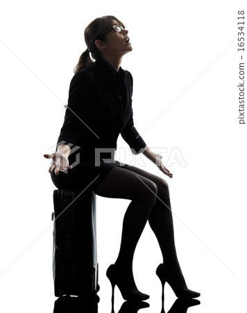 business woman traveling despair complaining  silhouette 16534118