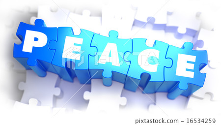 Peace - Text on Blue Puzzles. 16534259