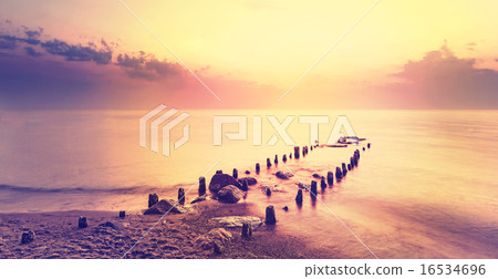 After purple sunset, peaceful sea landscape. After purple sunset, peaceful sea landscape. 16534696