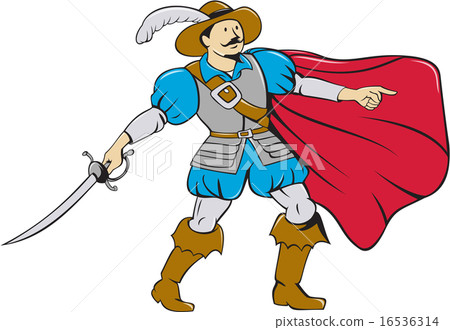 Musketeer Cape with Saber Cartoon Musketeer Cape with Saber Cartoon 16536314