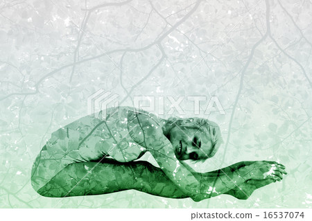 Composite image of toned woman doing the paschimottanasana pose Composite image of toned woman doing the paschimottanasana pose 16537074