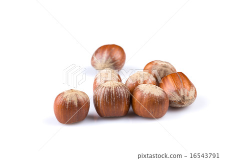 Hazelnuts on white 16543791