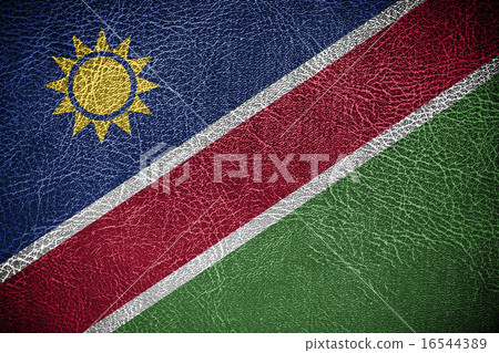 Namibia Flag on leather texture 16544389