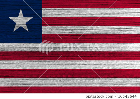 Liberia Flag on wood background 16545644