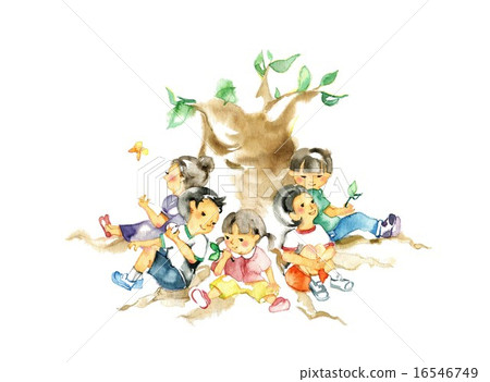 Children and big trees spring to summer 16546749