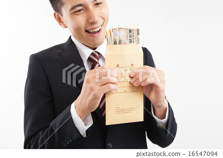 商人很高興收到薪水 16547094