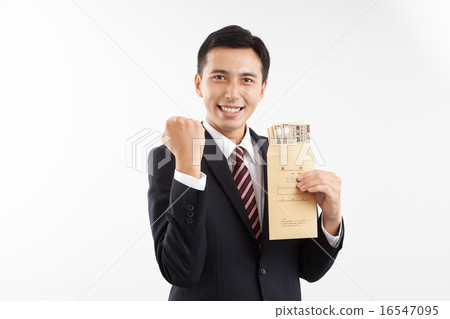 商人很高興收到薪水 16547095