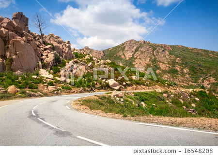 Mountain road, empty landscape of Corsica 16548208