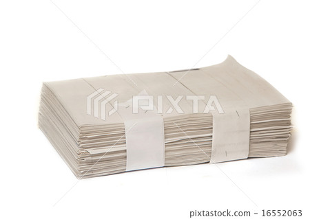 close up of stack of papers on white background 16552063
