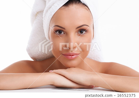 Cheerful healthy woman after having fresh shower Cheerful healthy woman after having fresh shower 16552375