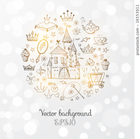 Card with princess' accessories. Card with princess' accessories. 16553911