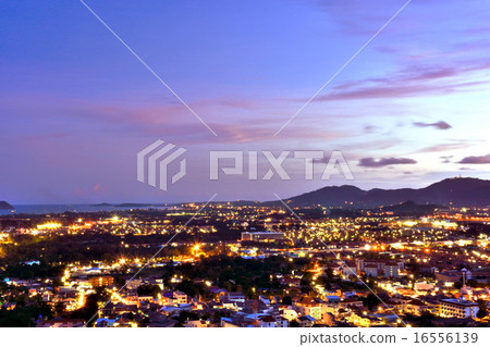 Aerial view of Phuket island at sunset. Thailand. Aerial view of Phuket island at sunset. Thailand. 16556139