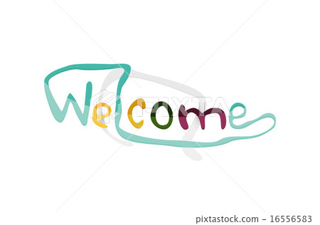 Welcome word, drawn lettering typographic element 16556583
