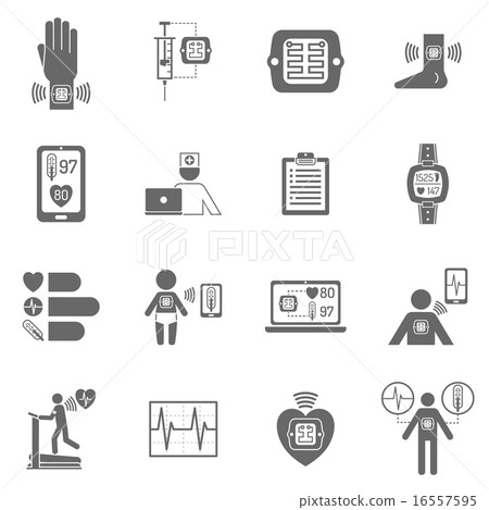 Wearable smart electronic patch flat icons 16557595