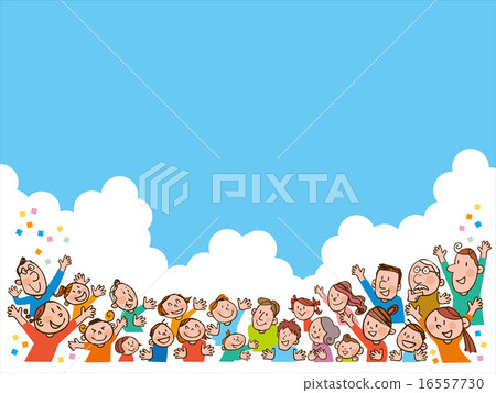 A lot of people attention and blue skies, clouds A lot of people attention and blue skies, clouds 16557730