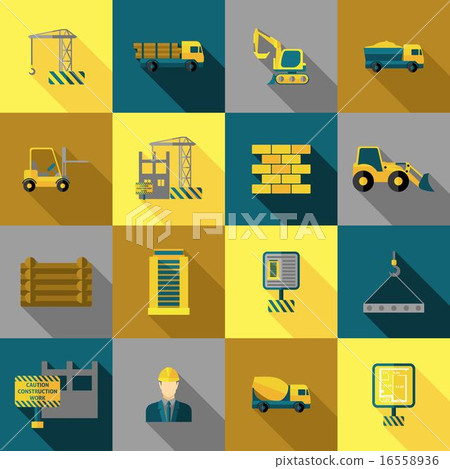 Construction Icons Flat 16558936