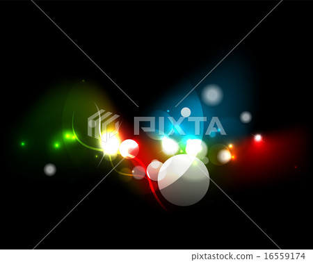 Glowing shiny bubbles and stars in dark space 16559174