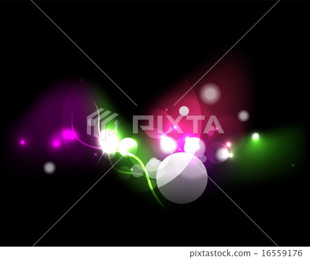 Glowing shiny bubbles and stars in dark space 16559176