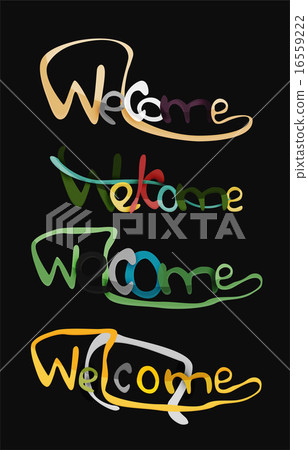 Welcome word, drawn lettering typographic element 16559222