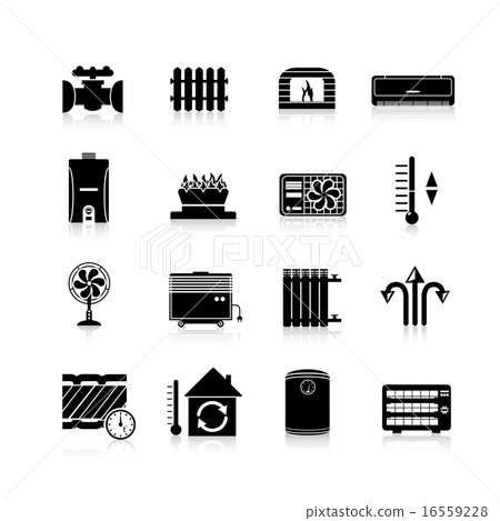 Heating Icons Black Set Heating Icons Black Set 16559228