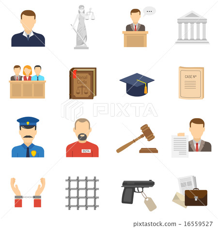 Justice flat icons set  16559527