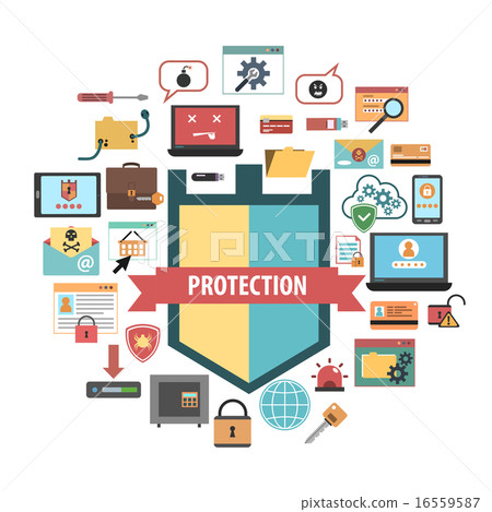 Computer protection security concept  icons composition  16559587