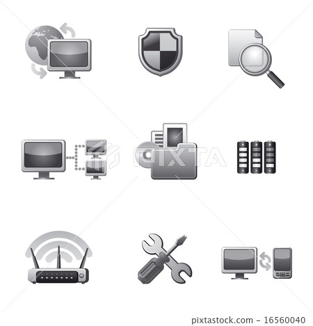 computer network icon set - Stock Illustration [16560040] - PIXTA