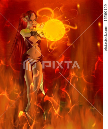 Fire Elf Practising a Fire Spell 16560109