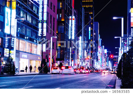 東京銀座夜風景 照片素材 圖片 圖庫