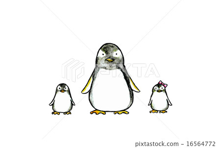 Watercolors where penguins and parents lined up 16564772
