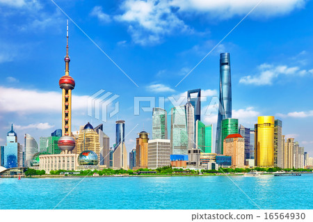 Skyline view on Pudong New Area, Shanghai. Skyline view on Pudong New Area, Shanghai. 16564930