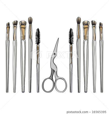 cosmetic brush and scissors cosmetic brush and scissors 16565395