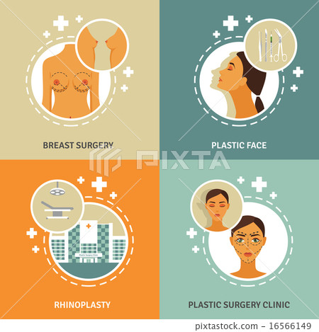 Plastic surgery concept 4 flat icons 16566149